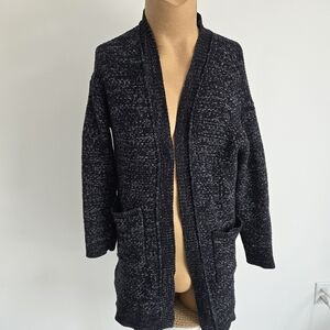 Roots Black and White Flecked Knit Cardigan